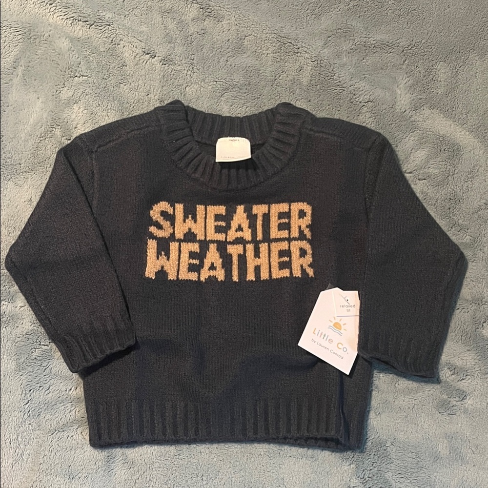 Little Co. Dark Blue 'Sweater Weather' Knit Pullover